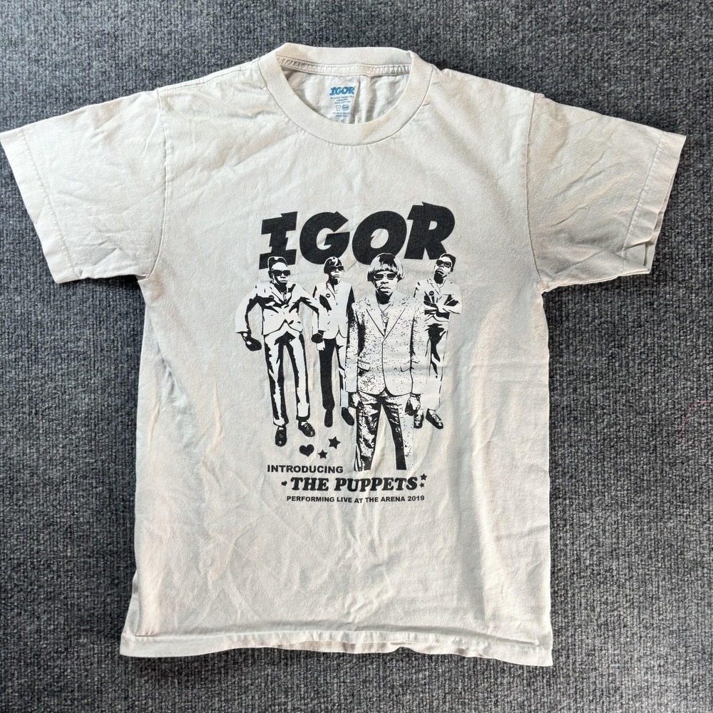 IGOR Shirt Mens Small Beige Introducing The Puppets Concert Graphic Tee 2019‎